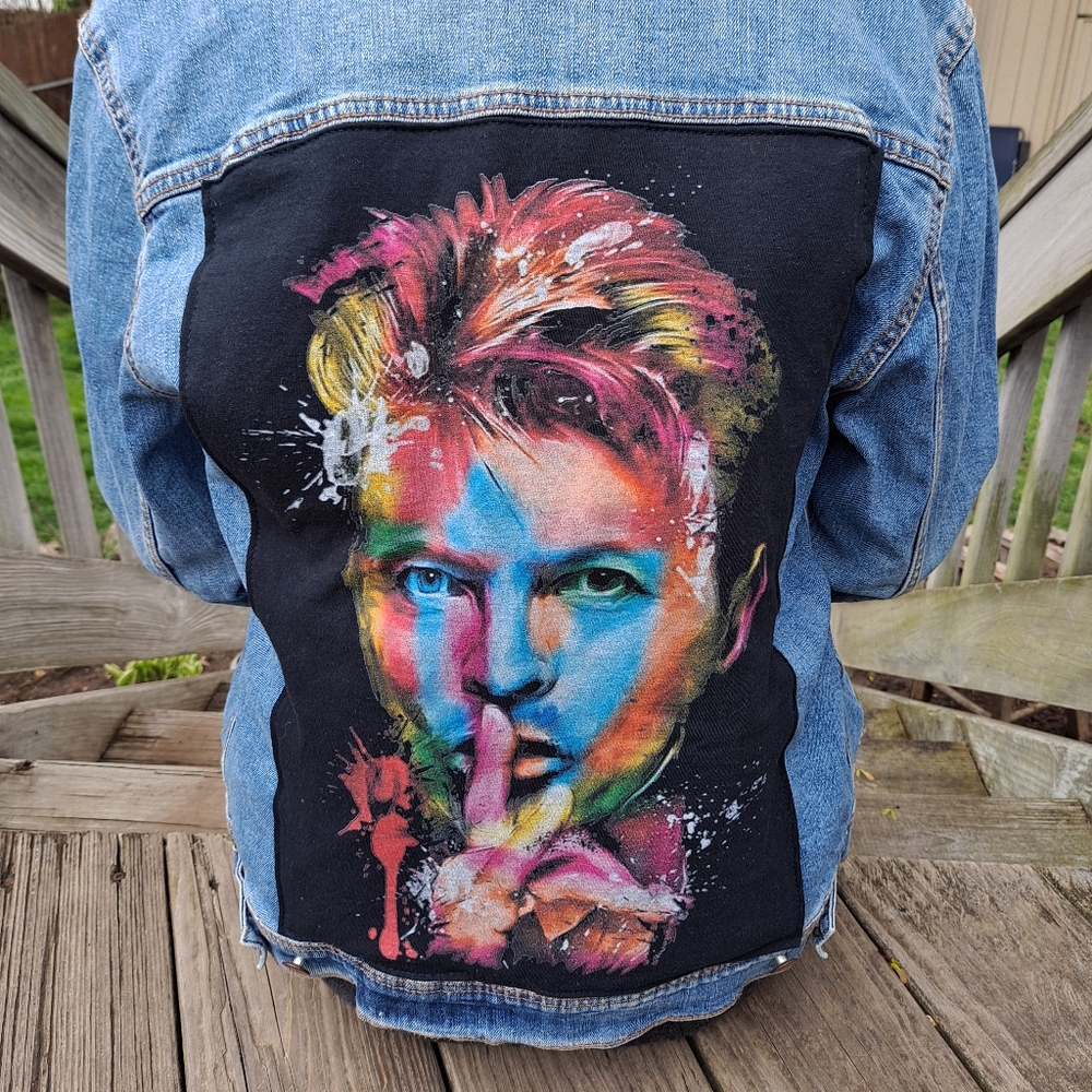DAVID BOWIE Music Fan Denim Jean Jacket (Old Navy Brand size Large)